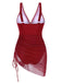 1950s Strap Sheer Mesh Solid One-Piece Swimsuit