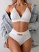 1950s Solid Chain Textured Fabric Halter Bikini Set