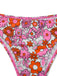 2PCS Multicolor 1950s Cartoon Floral Bikini Set & Cover-Up