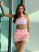 Pink 1960s 3D Roses Halter Bikini Set & Cover-Up