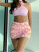 Pink 1960s 3D Roses Halter Bikini Set & Cover-Up