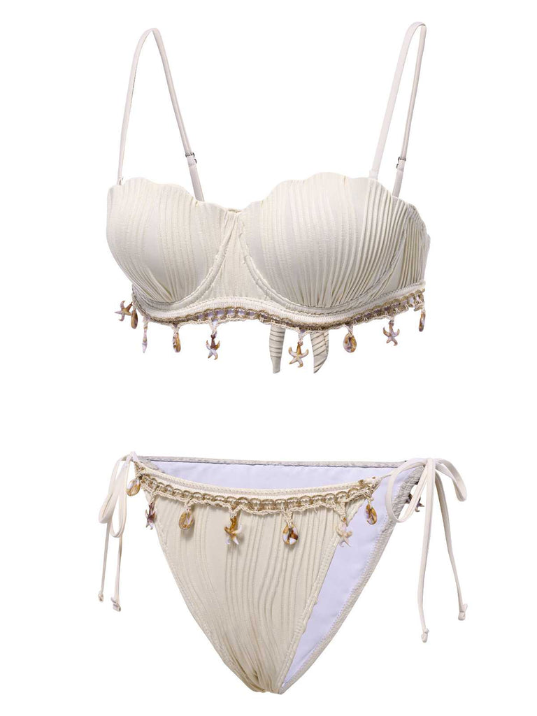 1950s Spaghetti Strap Beach Seashell Starfish Bikini