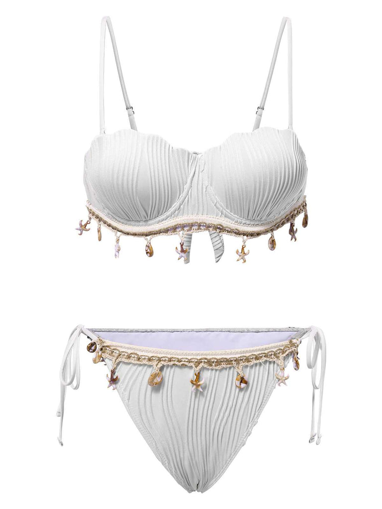 1950s Spaghetti Strap Beach Seashell Starfish Bikini