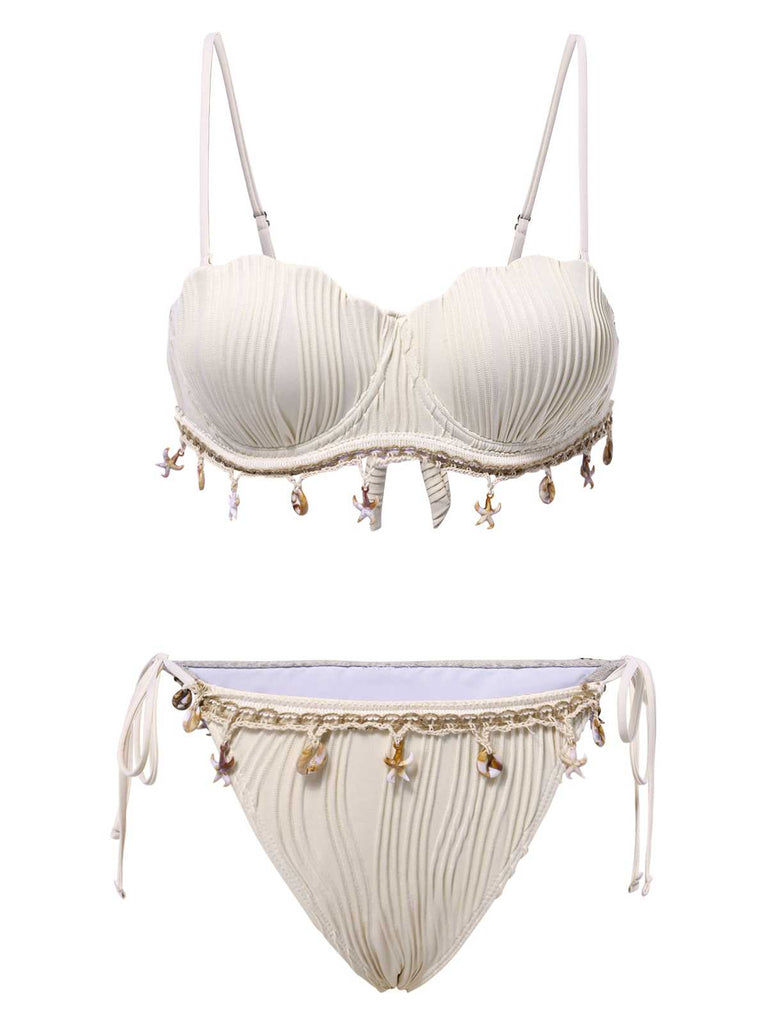 1950s Spaghetti Strap Beach Seashell Starfish Bikini