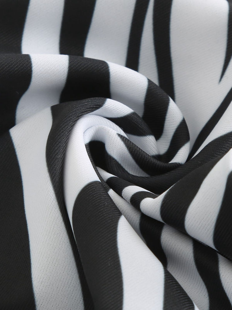 Black & White 1950s Zebra Stripes Starfish Bikini Set