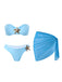 2PCS Blue 1950s Solid Starfish Bandeau Bikini Set & Cover Up