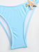 2PCS Blue 1950s Solid Starfish Bandeau Bikini Set & Cover Up