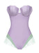Purple 1970s Shell Mermaid Bandeau One-Piece Swimsuit