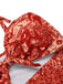 Red 1970s Paisley Hollow Spaghetti Straps Swimsuit