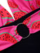 Pink 1960s Watermelon Deep V Halter Swimsuit