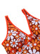 Brown 1960s Bohemian Psychedelic Floral One-Piece Swimsuit
