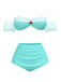 Yellow 1970s Belle Princess Style Rose Puff Bikini Set