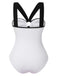 White 1950s Waist Cutout Colorblock One-Piece Swimsuit