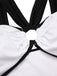 White 1950s Waist Cutout Colorblock One-Piece Swimsuit
