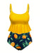 Yellow 1950s Ruffle Lemon Print Tankini Set