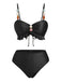 1950s Textured Fabric Colored Stones Bikini Set