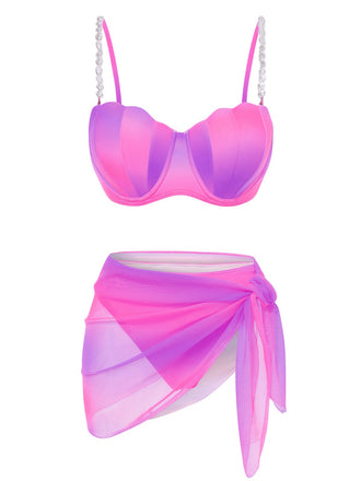 1940s Color Gradient Shell Bikini Set & Cover-Up