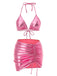1970s Halter Metallic Bikini & Ruched Cover-Up