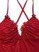 Red 1960s Deep-V Glitter 3D Floral One-Piece Swimsuit