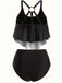 1980s Gothic Dragon Back-Cross Ruffle Swimsuit