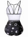 1980s Deep V-Neck Gothic Star Moon One-Piece Swimsuit