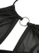 2PCS Black 1980s Gothic Skull Mesh Halter Bikini Set & Cover Up