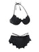 Black 1980s Solid Gothic Bat Wings Bikini Set