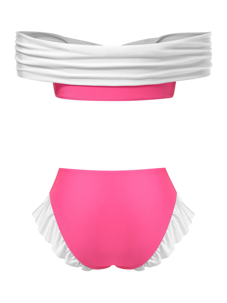 Peach Pink 1970s Jewelry Princess Bikini Set