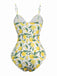 Yellow 1950s Lemon Print Bow One-Piece Swimsuit