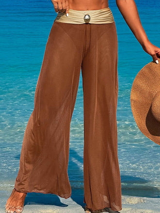 1960s Color Contrast Sheer Pants Cover-Up