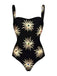 Black 1960s Firework Gilded One-Piece Swimsuit & Cover-Up