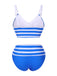 Blue & White 1950s Striped Bow Bikini Set