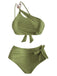 1950s One-Shoulder Textured Fabric Beading Bikini Set