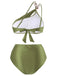 1950s One-Shoulder Textured Fabric Beading Bikini Set