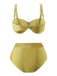 1950s Spaghetti Strap Jewel High-Waist Solid Bikini Set