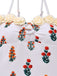 White 1960s 3D-Flower Spaghetti Straps One-Piece Swimsuit