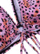1950s Leopard Print Deep V-Neck Lace-Up Bikini Set