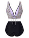 1950s Leopard Print Deep V-Neck Lace-Up Bikini Set