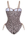 Brown 1940s Leopard Hollow Drawstring Swimsuit