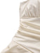 Beige 1940s Solid One-Shoulder Ruched Swim Dress