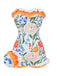 Multicolor 1960s Painted Floral Bandeau One-Piece Swimsuit