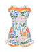 Multicolor 1960s Painted Floral Bandeau One-Piece Swimsuit