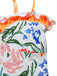 Multicolor 1960s Painted Floral Bandeau One-Piece Swimsuit