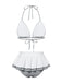 Gray & White 1940s Gingham Plaid Bow Halter Swimsuit