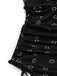 Black 1930s Smile Print Ruffles Spaghetti Straps One-Piece Swimsuit