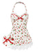 1950s Halter Strawberry Lace Bow Swimdress