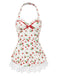 1950s Halter Strawberry Lace Bow Swimdress
