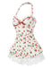 1950s Halter Strawberry Lace Bow Swimdress