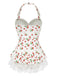 1950s Halter Strawberry Lace Bow Swimdress