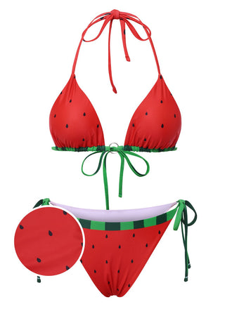 Red 1960s Watermelon Bow Tie Bikini Set